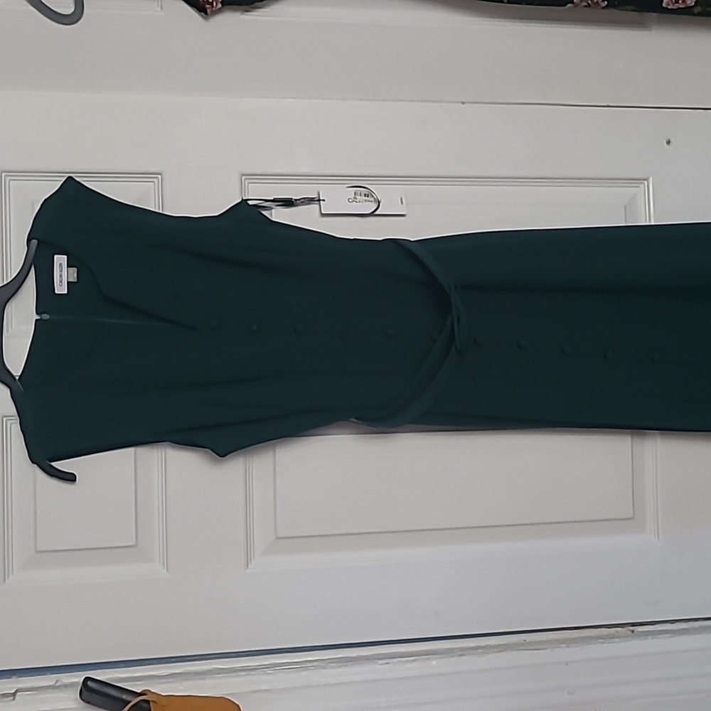 Calvin Klein Green Sleevless Belted Dress Sz 10